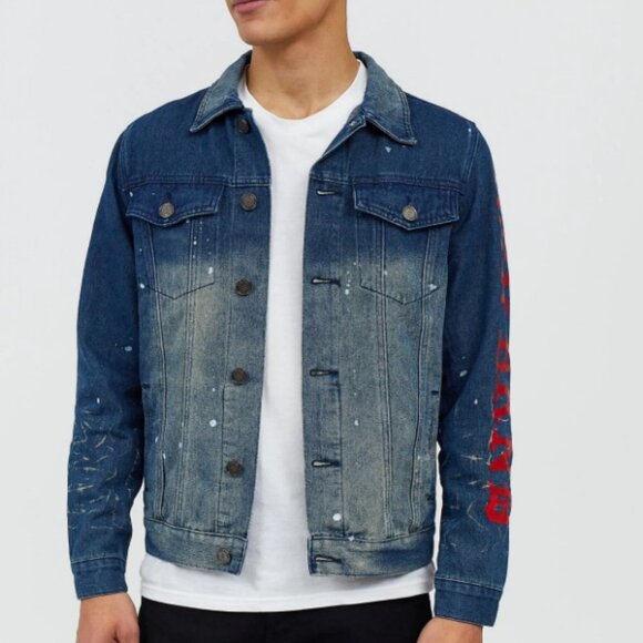 NWT Reason Indigo Fire Denim Jacket - Picture 2 of 4